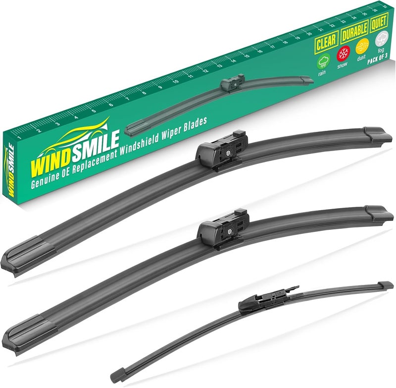 WINDSMILE 24" 20" 15" Windshield Wiper Blades Replacement for Porsche Macan 2015 2016 2017 2018 2019 2020 2021 2022 2023 2024 2025 Premium All Weather Front Rear Wipers Set - OEM Quality (Pack of 3) - Image 1